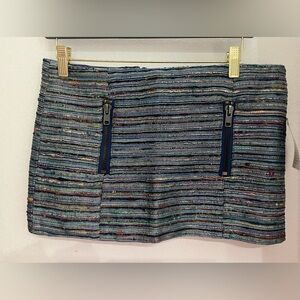 Woven Mini Skirt Metallic Stripe Womens Sz S Chic Colorful Festival